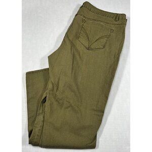 ROUTE 66 Jeans Women's Sz 16 Classic Fit Crop Olive Green Stretch Zipper Pockets